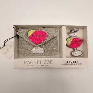 Rachel Zoe Beaded Martini Card Holder Keychain 2PC Set NWT Gift